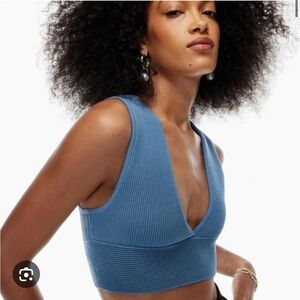 Aritzia Babaton Sculpt Knit Ribbed Deep V-Neck Top